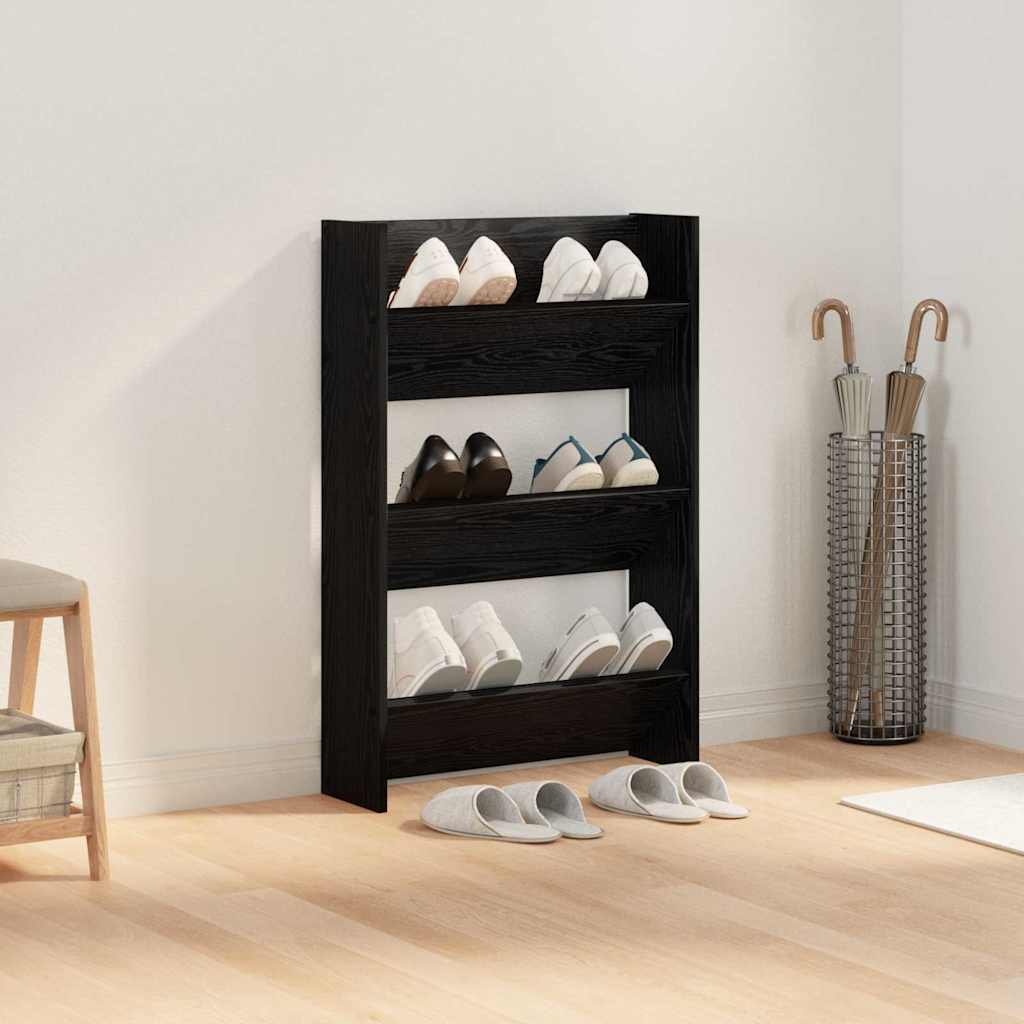Shoe Cabinet Black Oak 60 x 18 x 90 cm Engineered Wood
