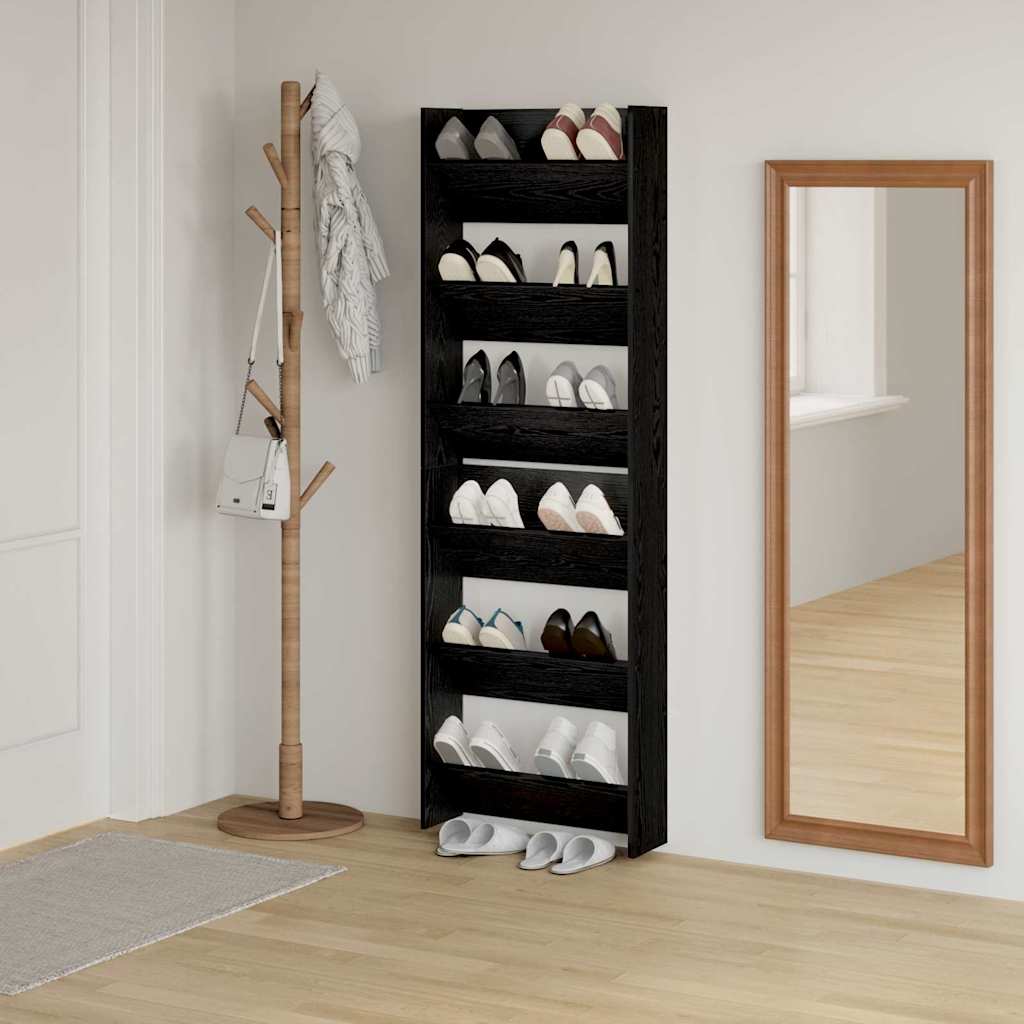 Shoe Cabinet 2 pcs 60 x 18 x 90 cm Engineered Wood Black Oak