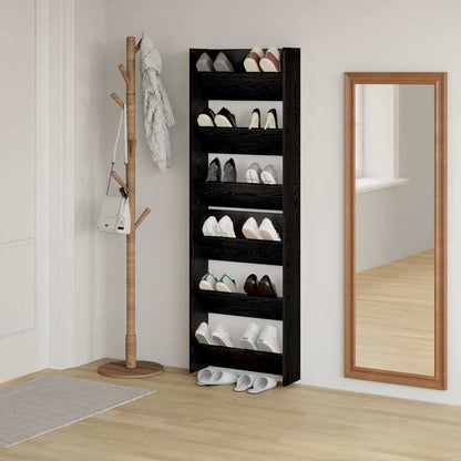 Shoe Cabinet 2 pcs 60 x 18 x 90 cm Engineered Wood Black Oak