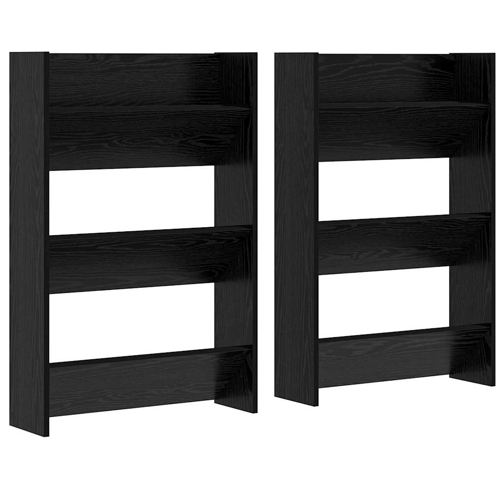 Shoe Cabinet 2 pcs 60 x 18 x 90 cm Engineered Wood Black Oak
