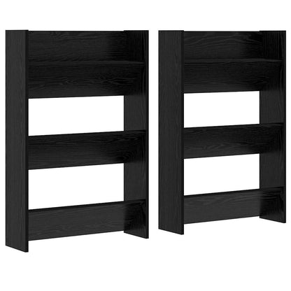 Shoe Cabinet 2 pcs 60 x 18 x 90 cm Engineered Wood Black Oak