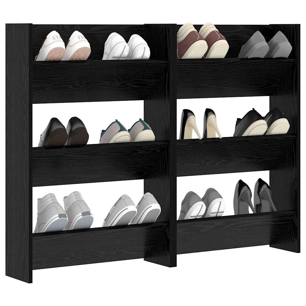 Shoe Cabinet 2 pcs 60 x 18 x 90 cm Engineered Wood Black Oak