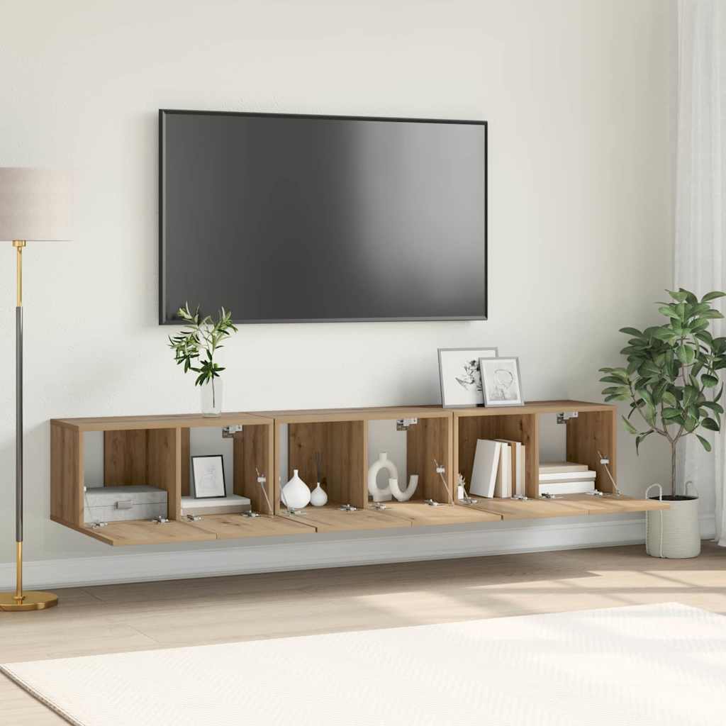 TV Cabinet Set 3 pcs Brown Engineered Wood