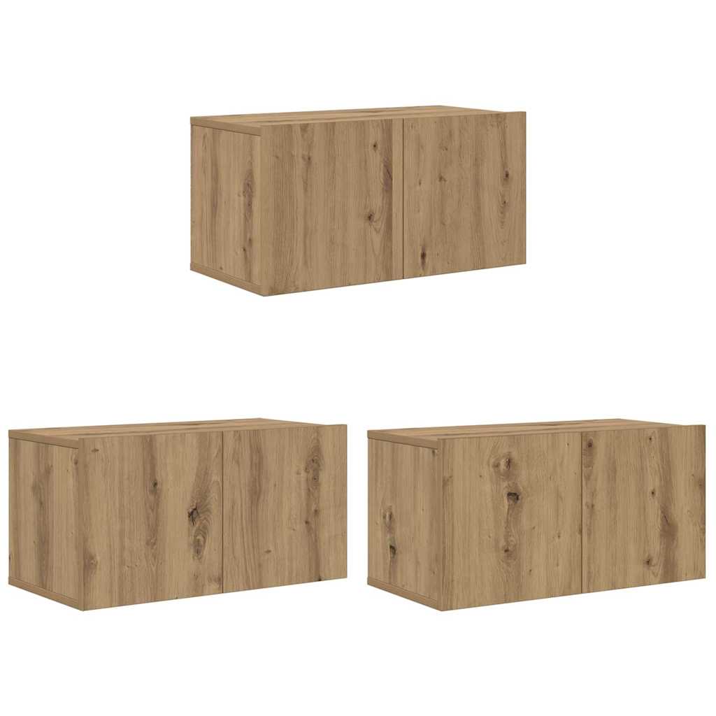 TV Cabinet Set 3 pcs Brown Engineered Wood