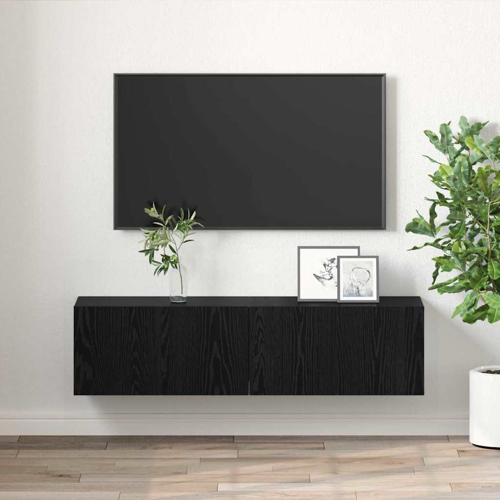 TV Cabinet Set 2 pcs Black 60 x 30 x 30 cm Engineered Wood