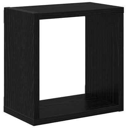 Wall Shelves with Shelf 2 pcs Black Oak Engineered Wood