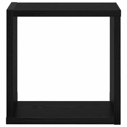 Wall Shelves with Shelf 2 pcs Black Oak Engineered Wood