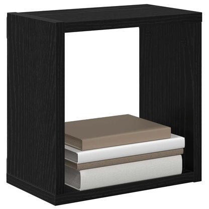Wall Shelves with Shelf 2 pcs Black Oak Engineered Wood