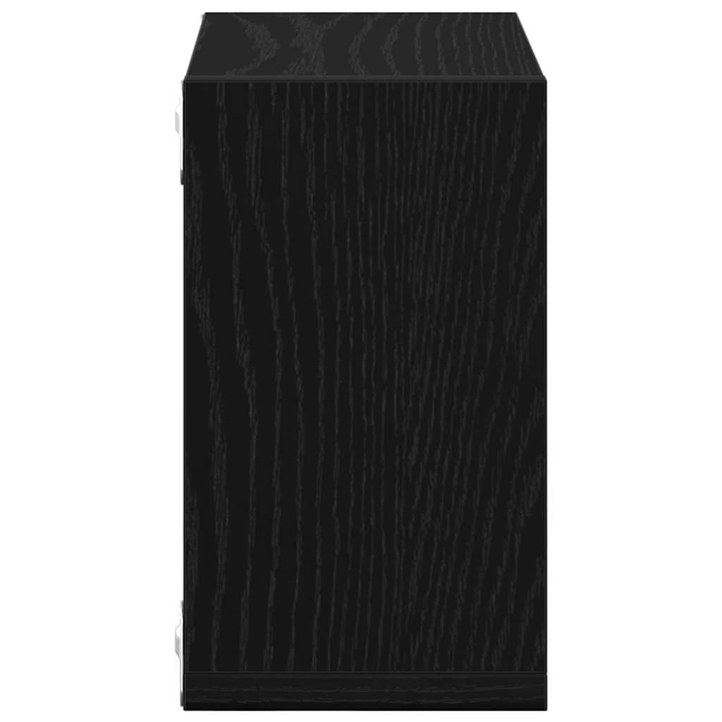 Wall Shelves with Shelf 2 pcs Black Oak Engineered Wood
