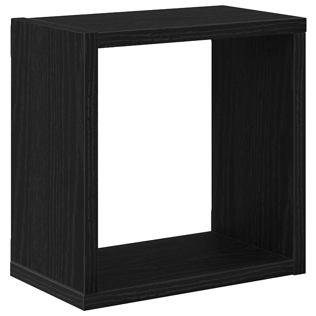 Wall Shelves with Shelf 4 pcs Black Oak Engineered Wood
