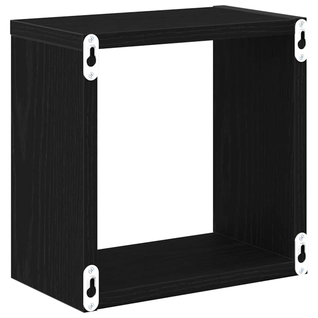Wall Shelves Wall-Mounted 4 pcs Black Oak Engineered Wood
