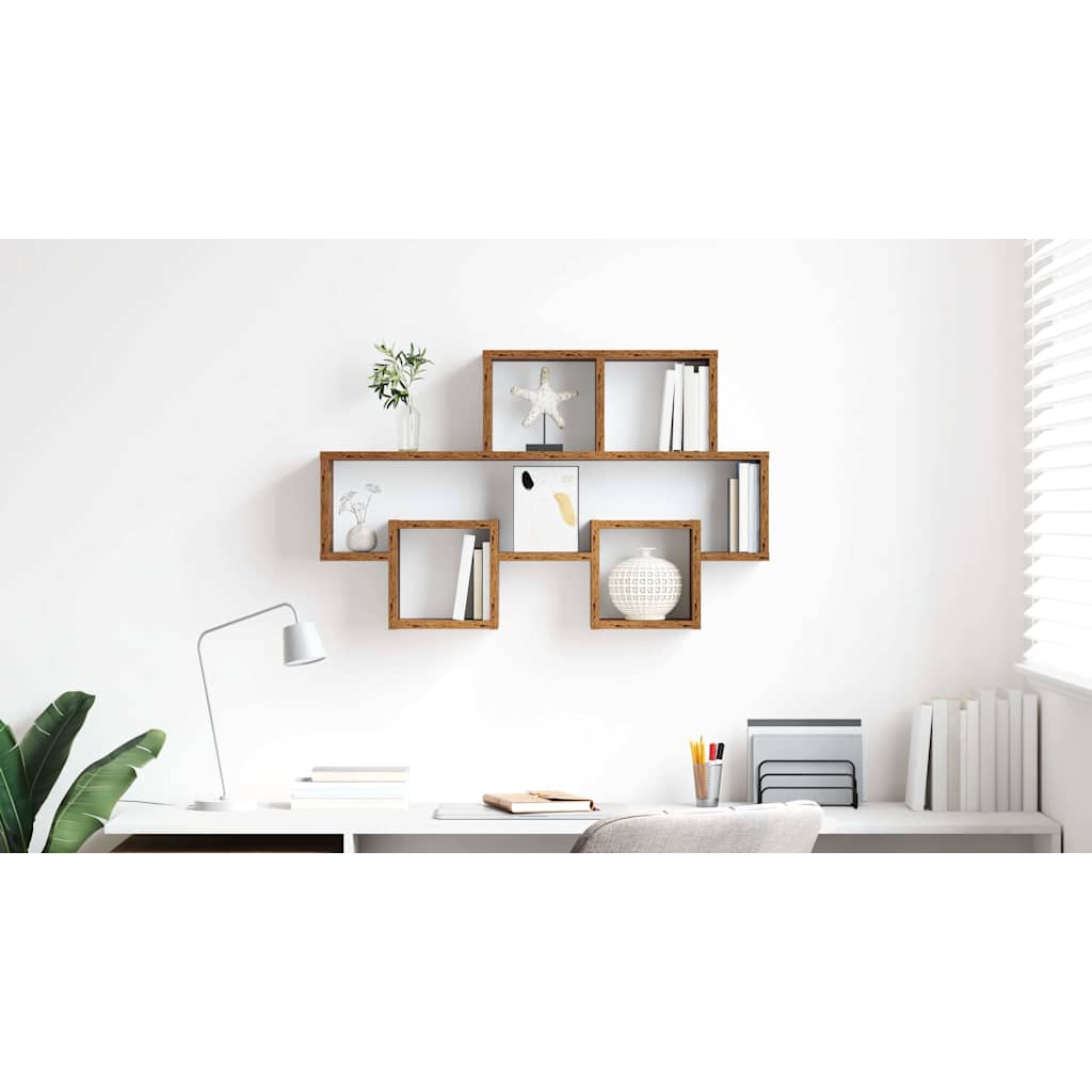 Wall Shelf with Shelf Old wood 82 x 15 x 51 cm Engineered wood