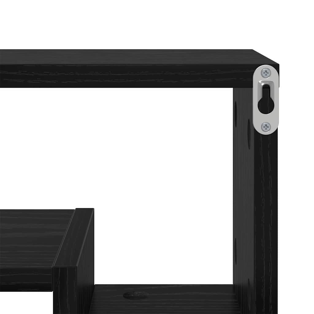Wall Shelf with Shelf Black oak 82 x 15 x 51 cm Engineered wood