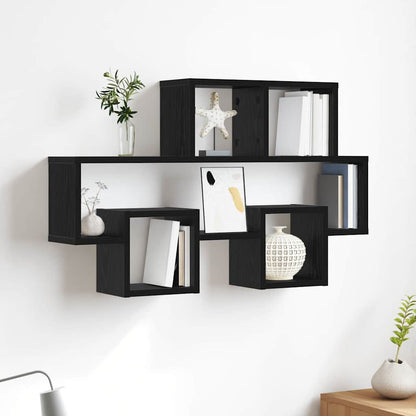 Wall Shelf with Shelf Black oak 82 x 15 x 51 cm Engineered wood