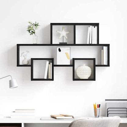 Wall Shelf with Shelf Black oak 82 x 15 x 51 cm Engineered wood