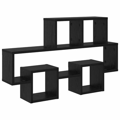 Wall Shelf with Shelf Black oak 82 x 15 x 51 cm Engineered wood
