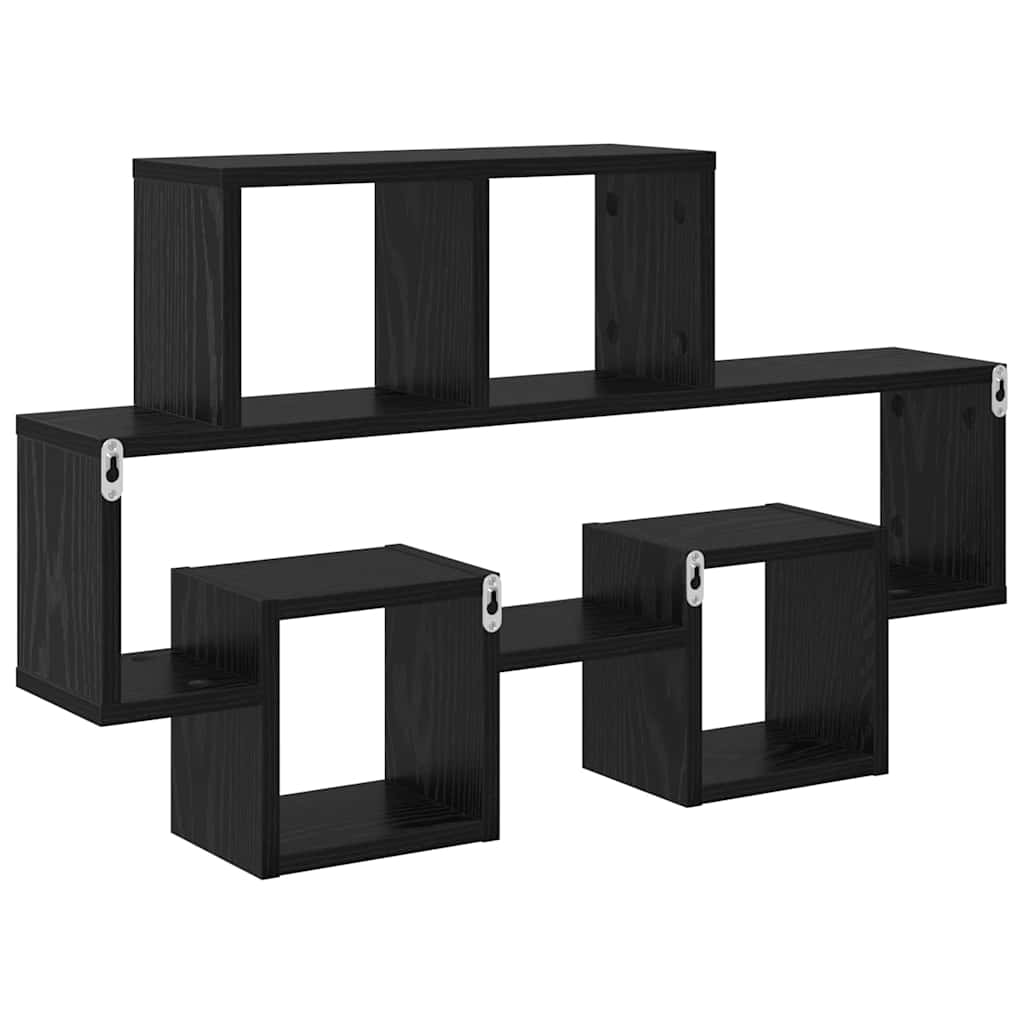 Wall Shelf with Shelf Black oak 82 x 15 x 51 cm Engineered wood