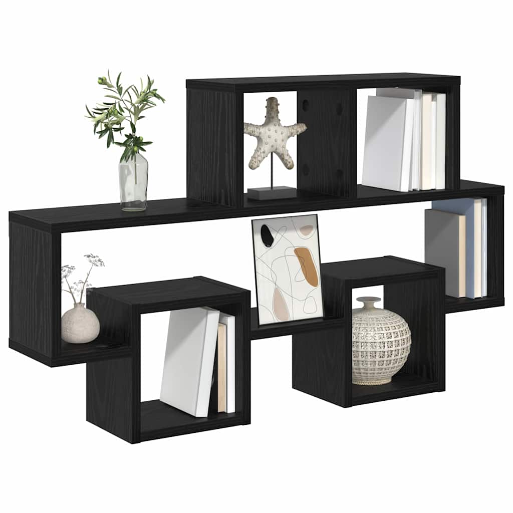 Wall Shelf with Shelf Black oak 82 x 15 x 51 cm Engineered wood