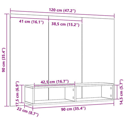 TV Cabinet Set 120 x 23.5 x 90 cm Black Oak Engineered Wood
