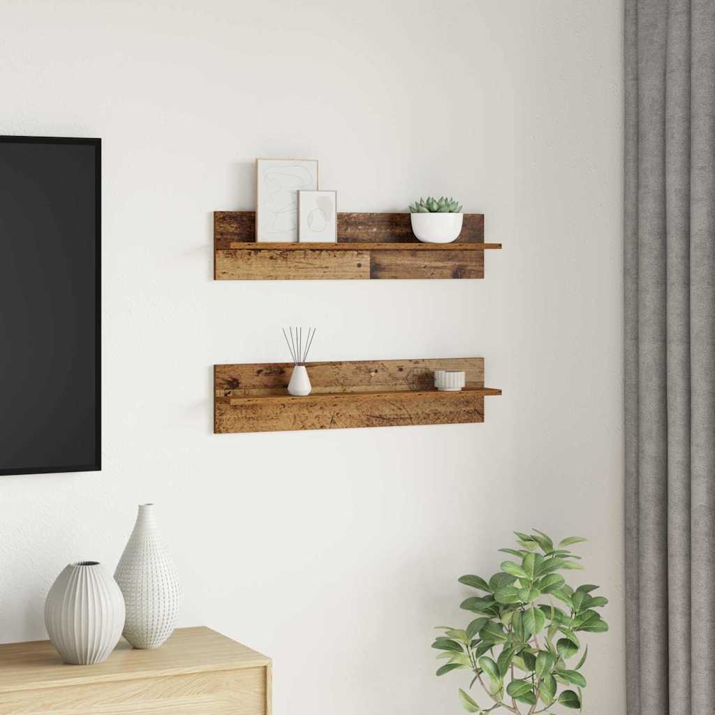 Wall Shelf 2 pcs Old Wood 80 x 11.5 x 18 cm Engineered Wood
