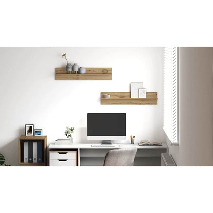 Wall Shelf 2 pcs Artisan Oak 80 x 11.5 x 18 cm Engineered Wood