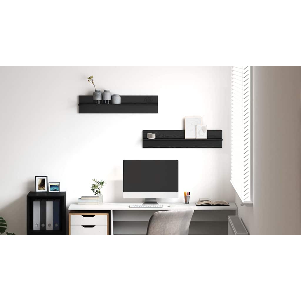 Wall Shelf 2 pcs Black Oak 80 x 11.5 x 18 cm Engineered Wood