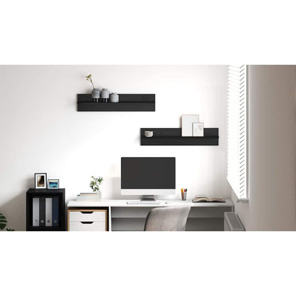 Wall Shelf 2 pcs Black Oak 80 x 11.5 x 18 cm Engineered Wood