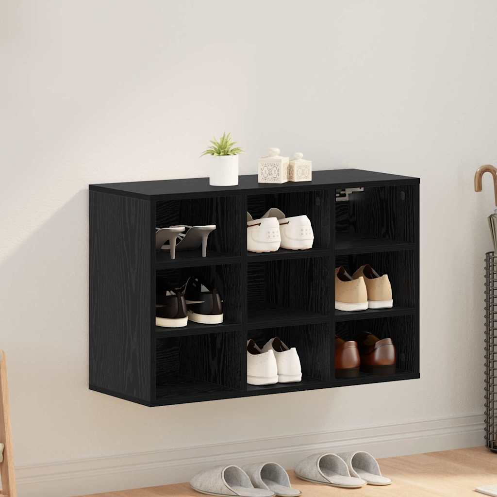 Shoe Cabinet Black Oak 77.5 x 30 x 51 cm Engineered Wood