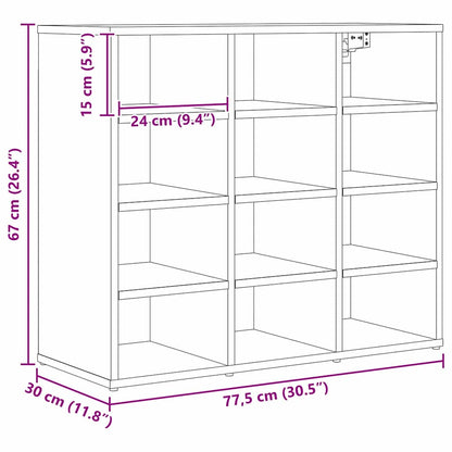 Shoe Cabinet 77.5 x 30 x 67 cm Engineered Wood Artisan Oak