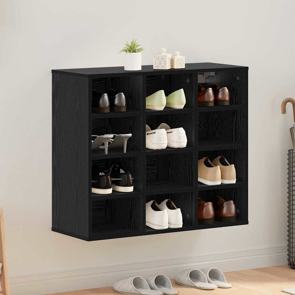 Shoe Cabinet Black Oak 77.5 x 30 x 67 cm Engineered Wood