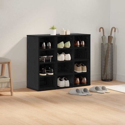 Shoe Cabinet Black Oak 77.5 x 30 x 67 cm Engineered Wood