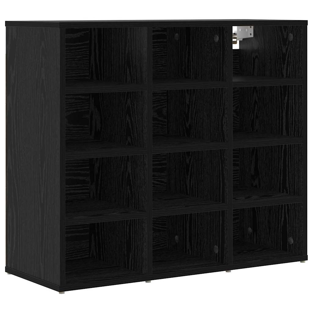 Shoe Cabinet Black Oak 77.5 x 30 x 67 cm Engineered Wood
