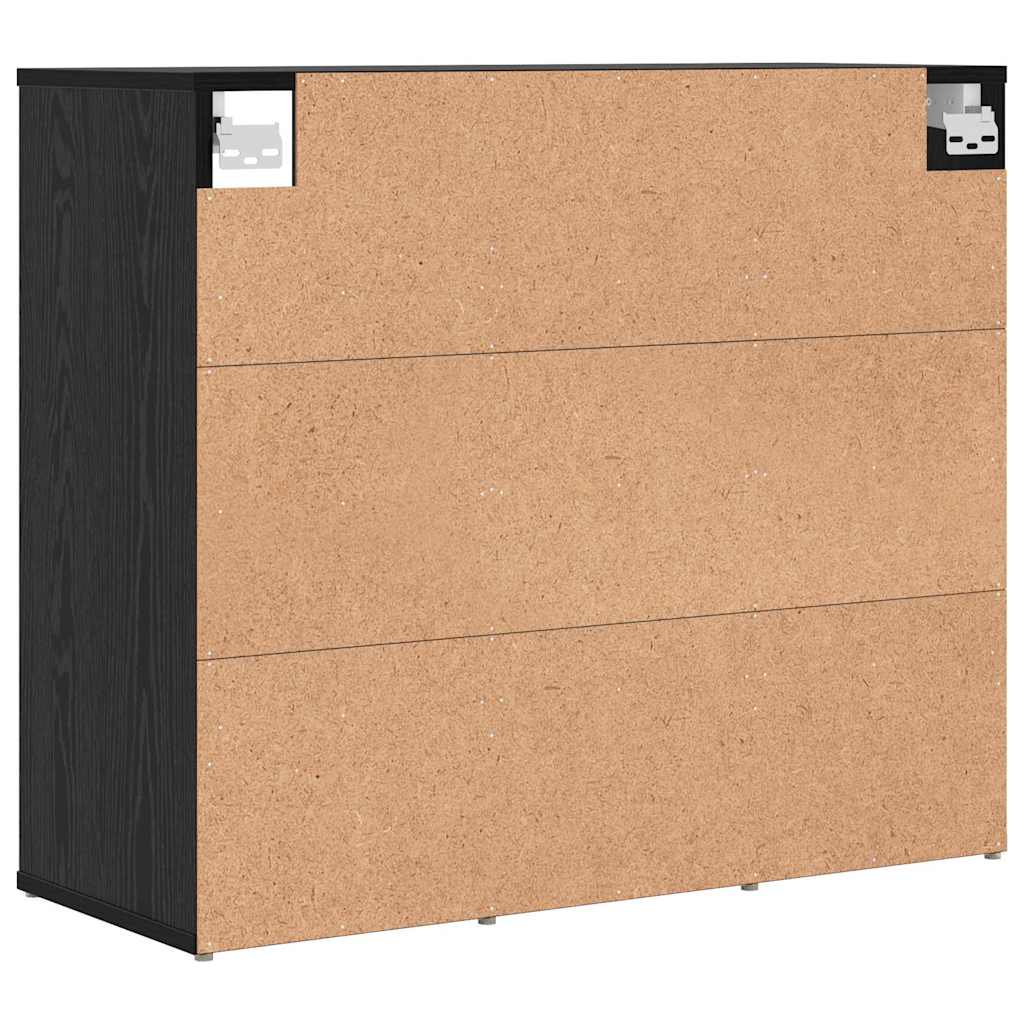 Shoe Cabinet Black Oak 77.5 x 30 x 67 cm Engineered Wood