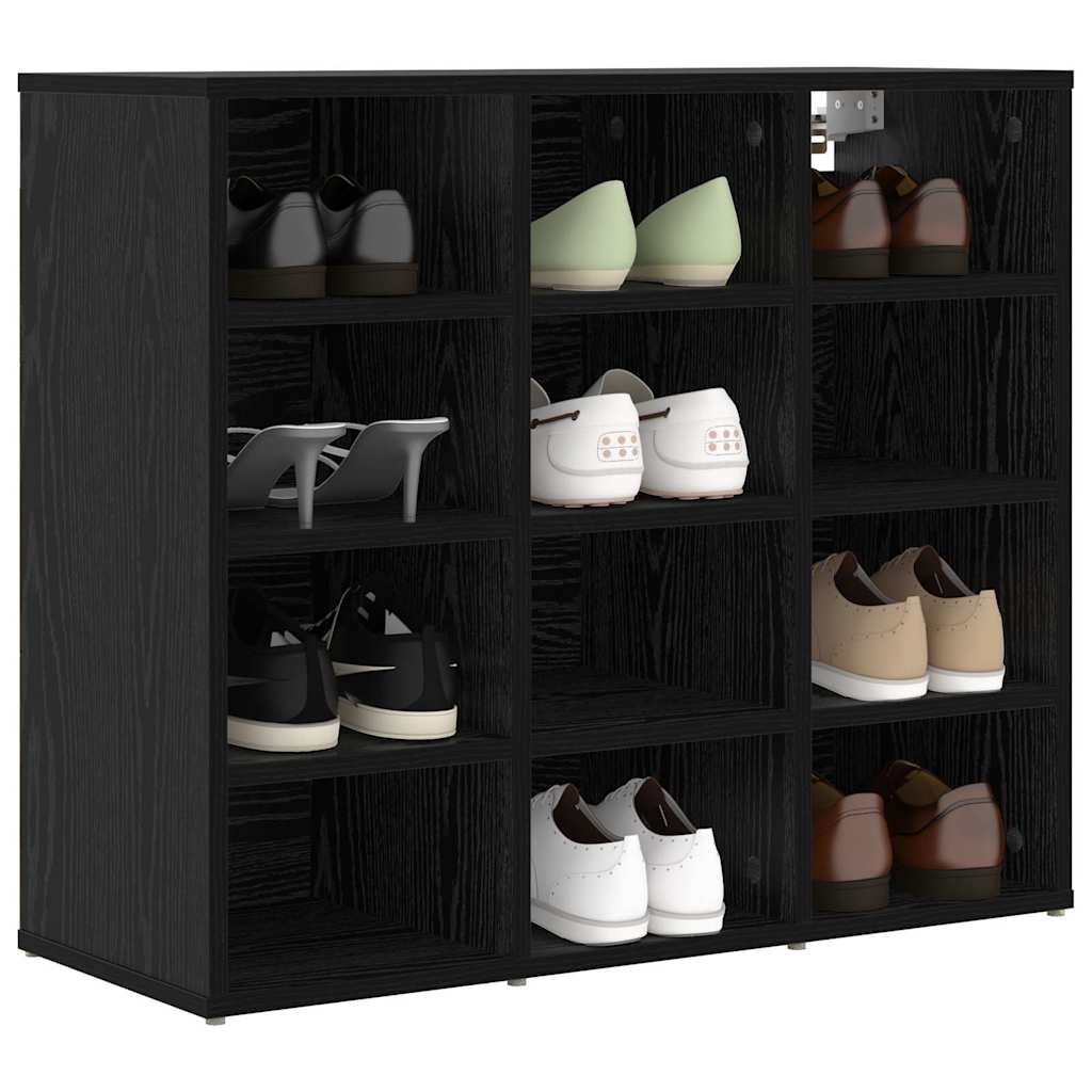 Shoe Cabinet Black Oak 77.5 x 30 x 67 cm Engineered Wood