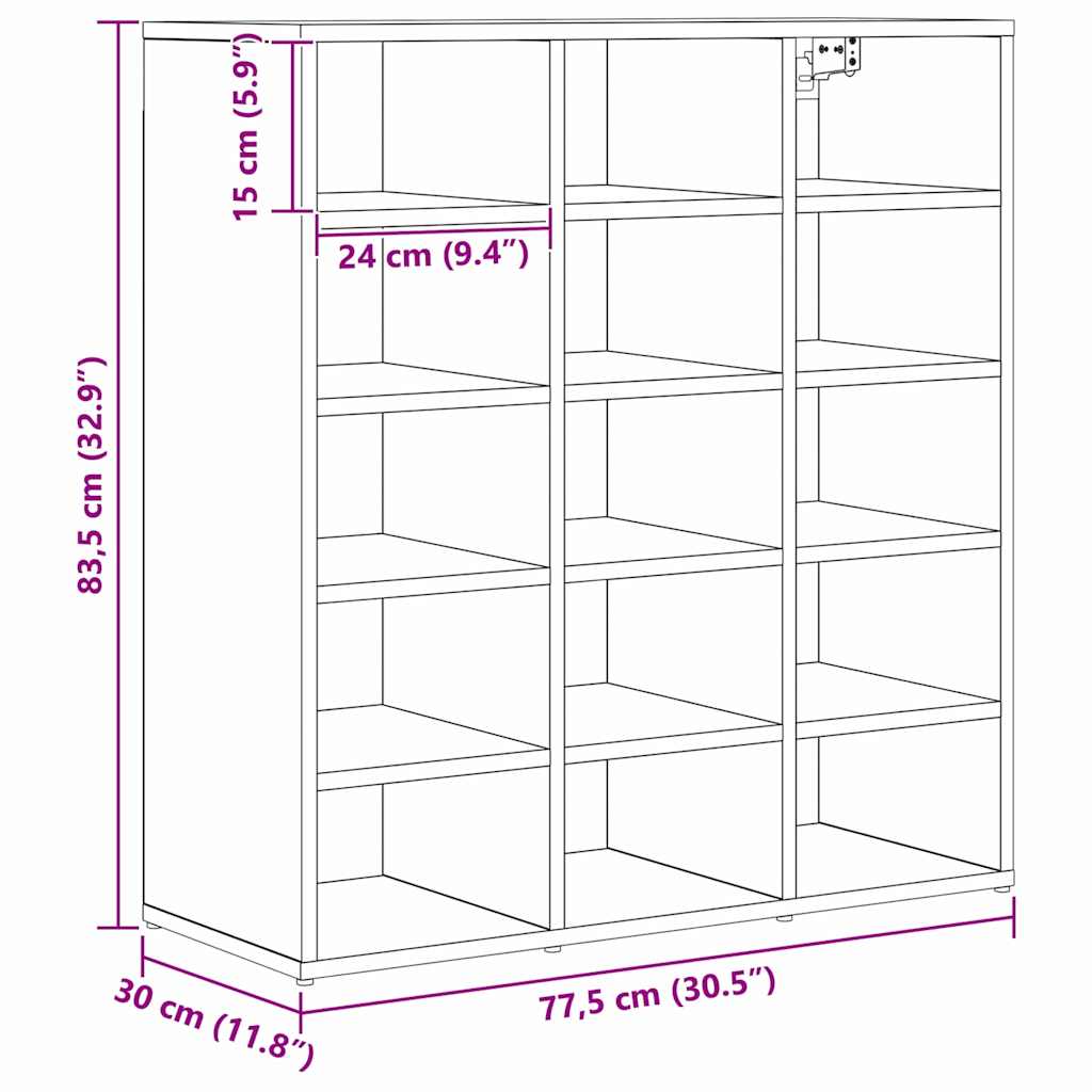 Shoe Cabinet 77.5 x 30 x 83.5 cm Engineered Wood Artisan Oak