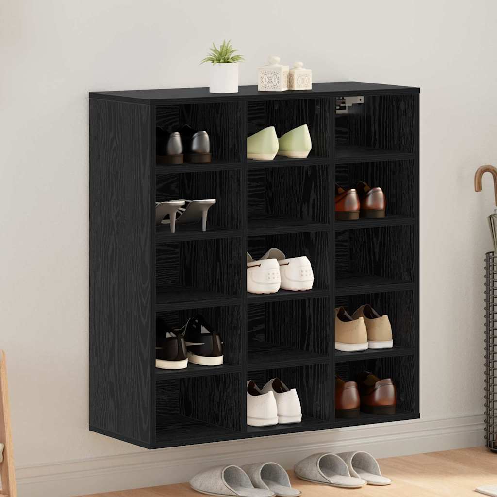 Shoe Cabinet Black Oak 77.5 x 30 x 83.5 cm Engineered Wood