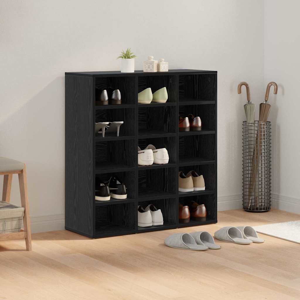 Shoe Cabinet Black Oak 77.5 x 30 x 83.5 cm Engineered Wood