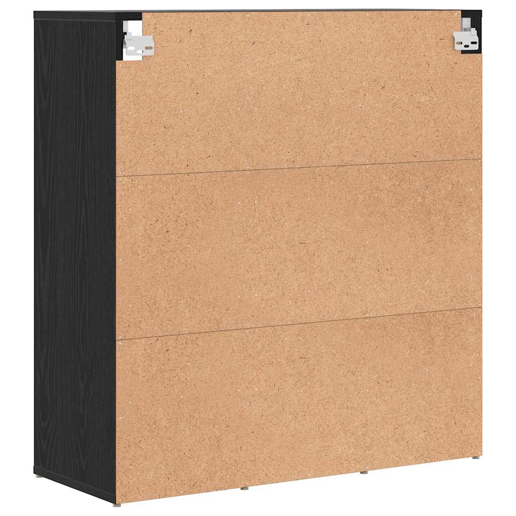 Shoe Cabinet Black Oak 77.5 x 30 x 83.5 cm Engineered Wood