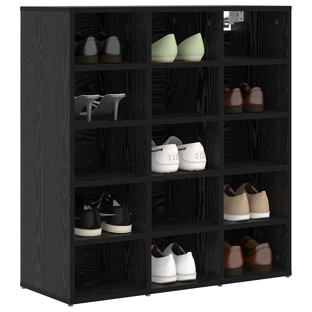 Shoe Cabinet Black Oak 77.5 x 30 x 83.5 cm Engineered Wood