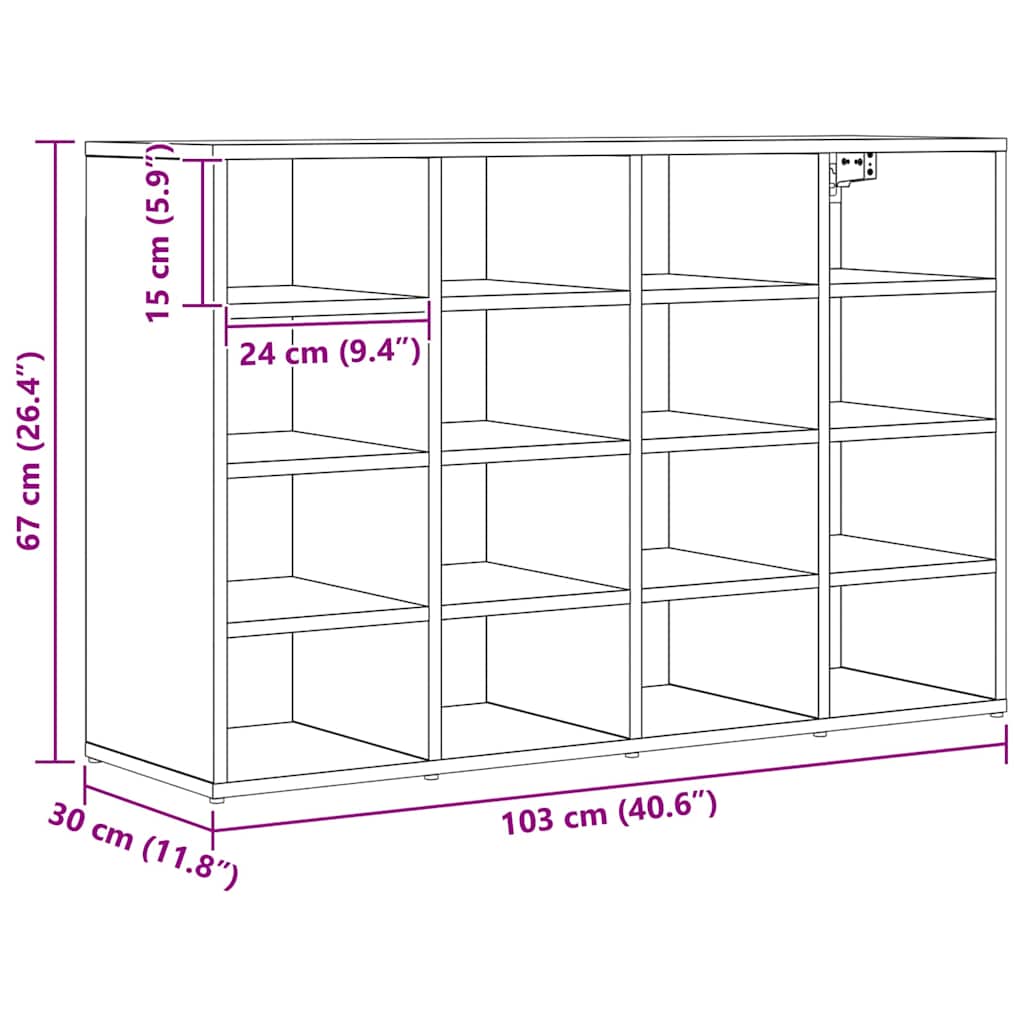 Shoe Cabinet 103 x 30 x 67 cm Engineered Wood Artisan Oak