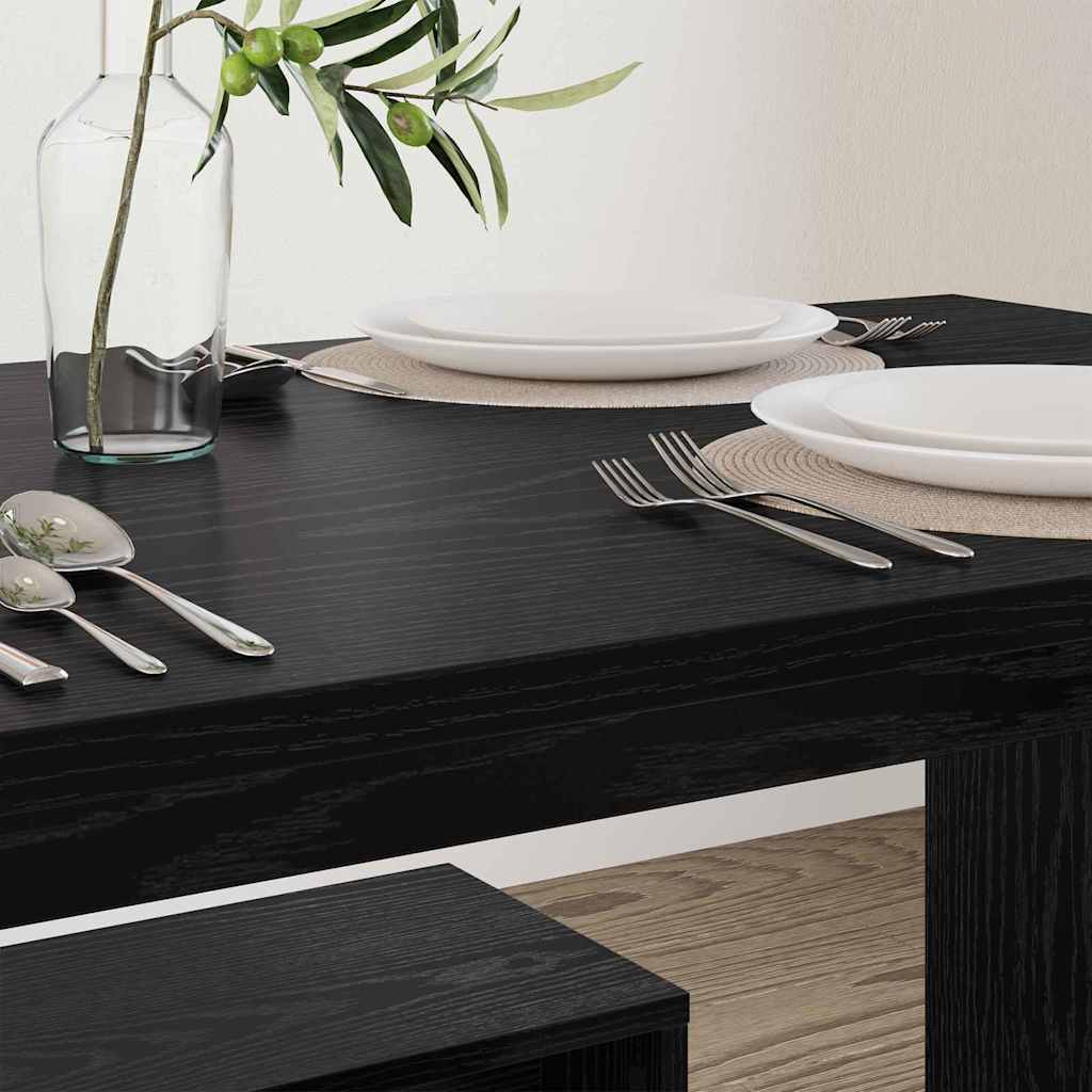Dining Set 2 pcs Black oak Engineered Wood