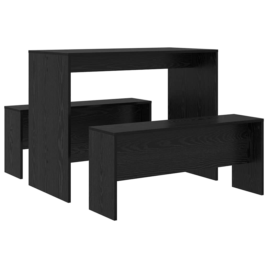 Dining Set 2 pcs Black oak Engineered Wood