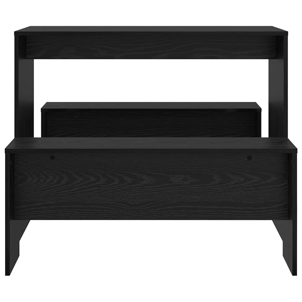 Dining Set 2 pcs Black oak Engineered Wood