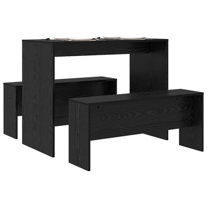 Dining Set 2 pcs Black oak Engineered Wood