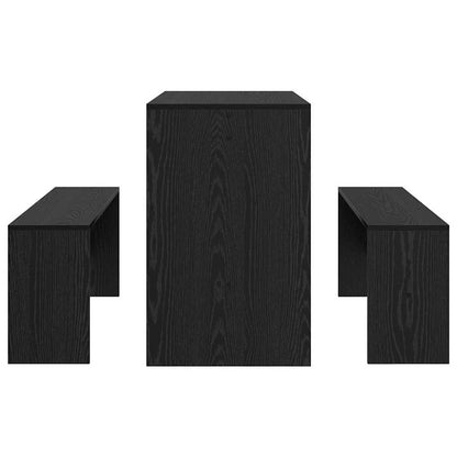 Dining Set 2 pcs Black oak Engineered Wood