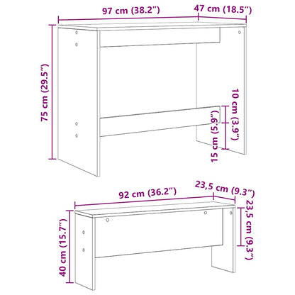 Dining Set 2 pcs Black oak Engineered Wood