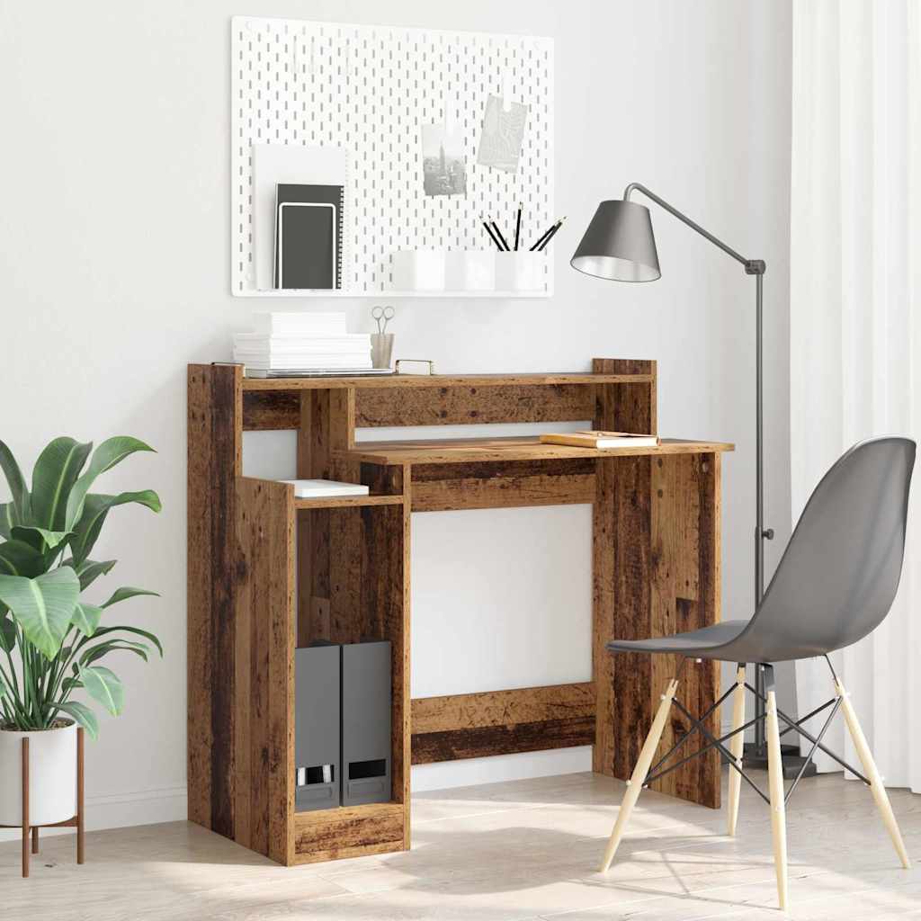 Desk with Shelf Old Wood 97 x 45 x 90 cm Engineered Wood