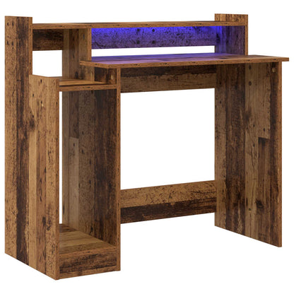 Desk with Shelf Old Wood 97 x 45 x 90 cm Engineered Wood