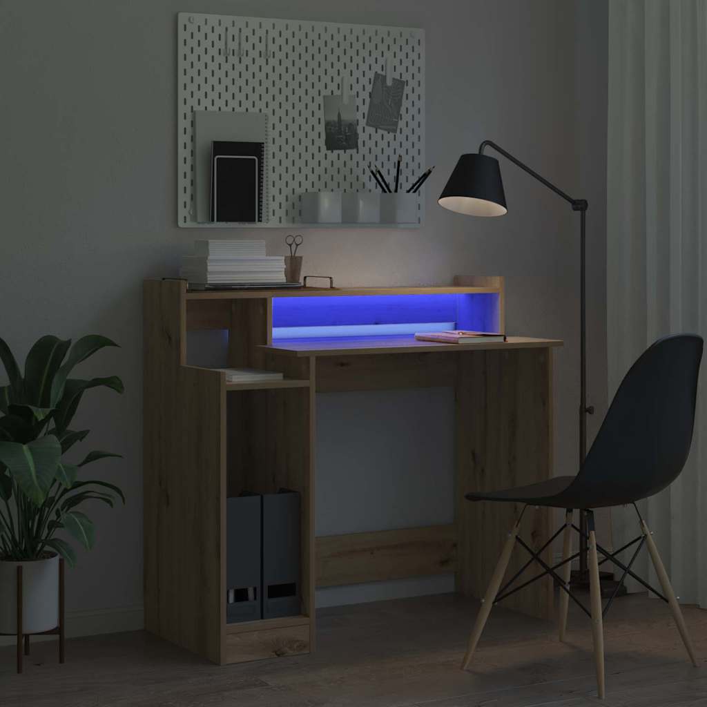 Desk with Shelf Artisan Oak 97 x 45 x 90 cm Engineered Wood