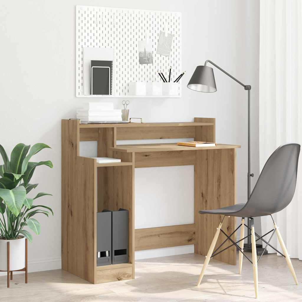 Desk with Shelf Artisan Oak 97 x 45 x 90 cm Engineered Wood